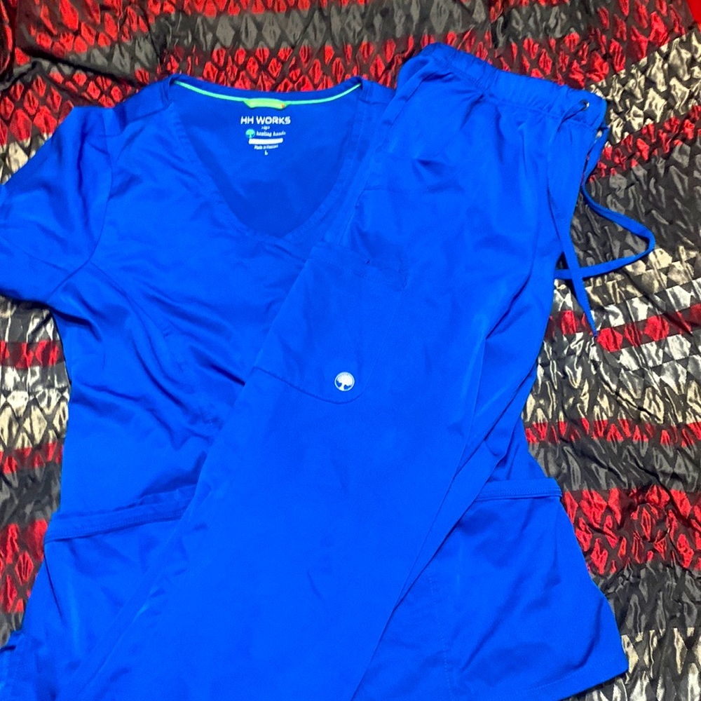 HH Works by Healing Hands. Medium/Pants, Large/Top. Royal Blue in color